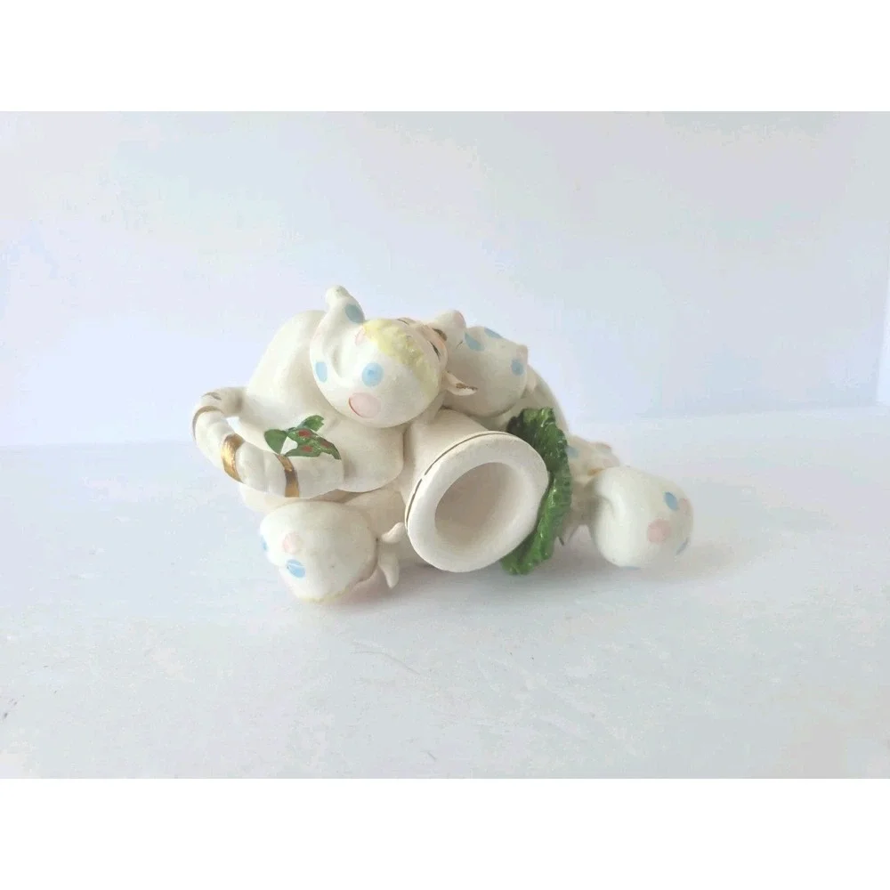 Vintage Napco Christmas angel‎ candle holder sleeping angels